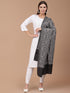 Women's Greyish Black Silky Aari Embroidery Wool Shawl
